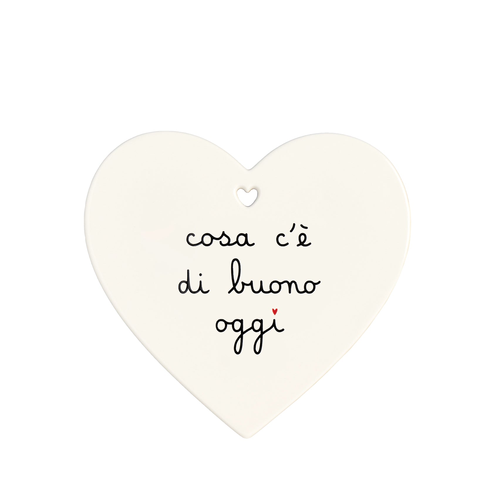 Sottopentola cuore Cosa c'è di buono oggi 21x20cm grès bianco Simple Day