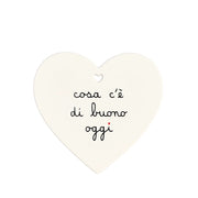 Sottopentola cuore Cosa c'è di buono oggi 21x20cm grès bianco Simple Day