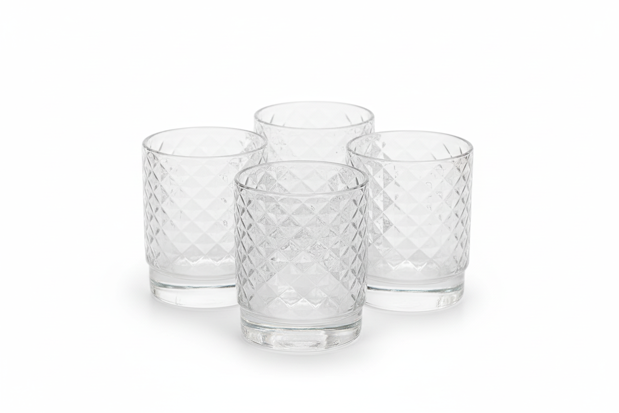 Set 4 Bicchieri Tumbler Impilabile Isolano Trasparente ZAFFERANO