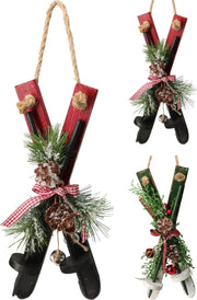 Pendente natalizio con sci in legno 30 cm modello assortito PERAGA CHRISTMAS