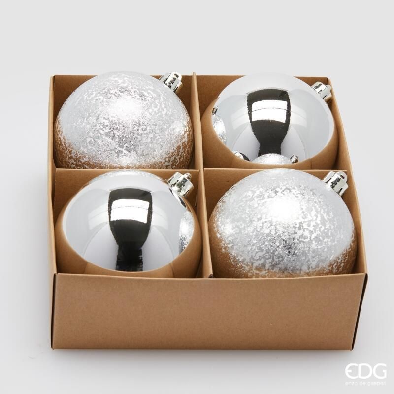Confezione 4 Palline di natale D.10 Argento