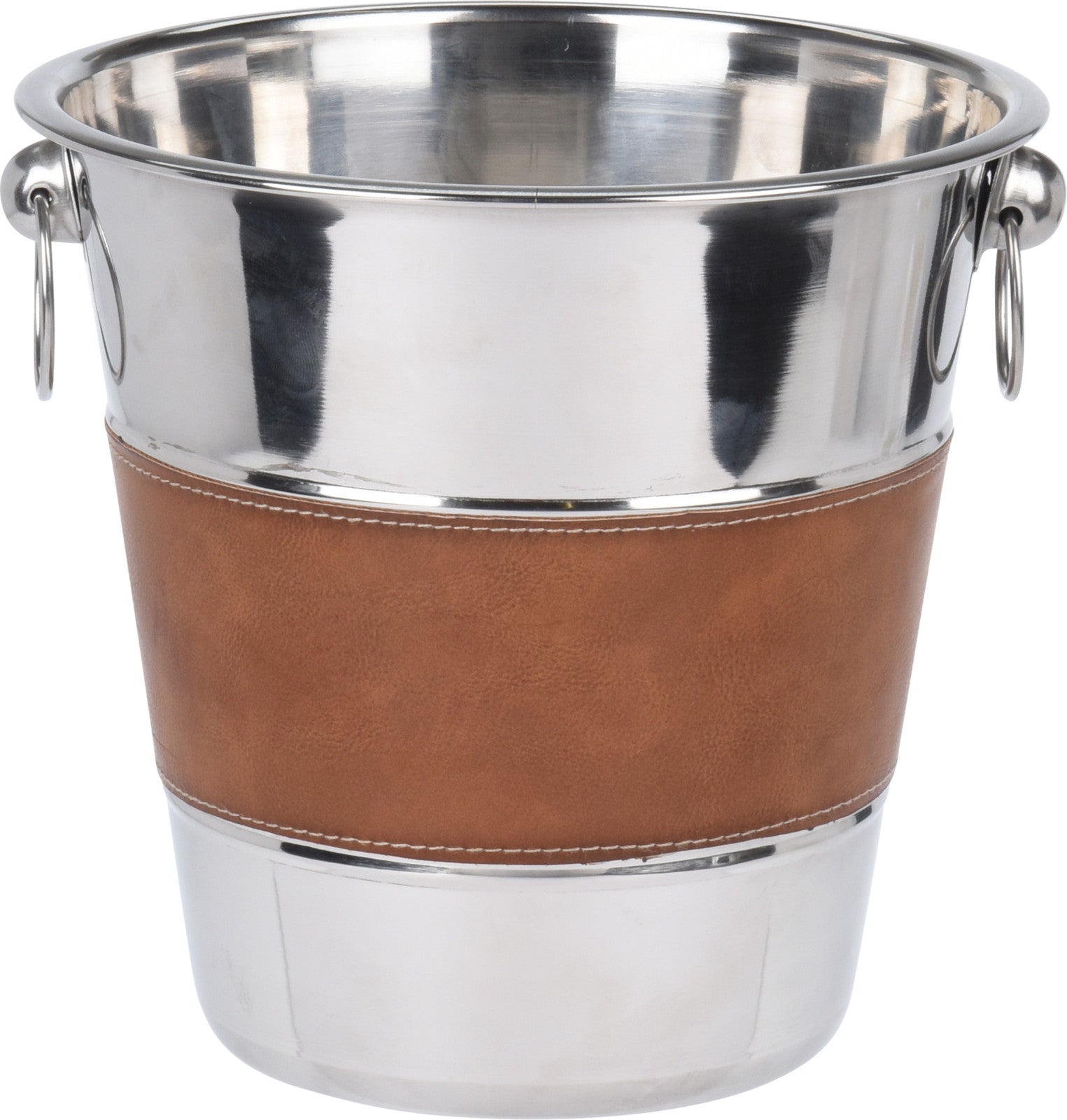 GLACETTE PER BEVANDE ACCIAIO INOX CON BANDA IN PELLE 21CM