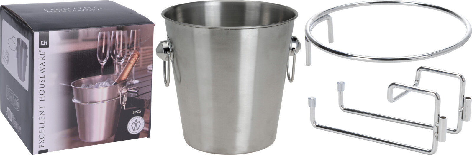 SECCHIELLO PORTA GHIACCIO INOX PER CHAMPAGNE E BOTTIGLIE 20CM