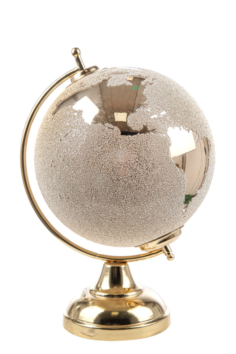 MAPPAMONDO DECORATIVO IN VETRO ø30X42CM ORO