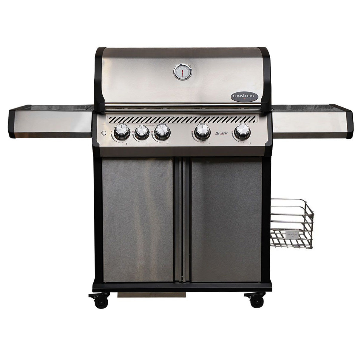 Barbecue a Gas con Fornello Laterale 80kg Acciaio Inossidabile Santos