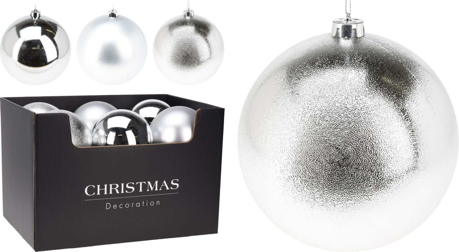 pallina di natale Opaca Natalizia Argento 14cm modello assortito