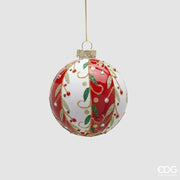 Pallina di natale Fasce Vischio D.8 Bianco/Rosso