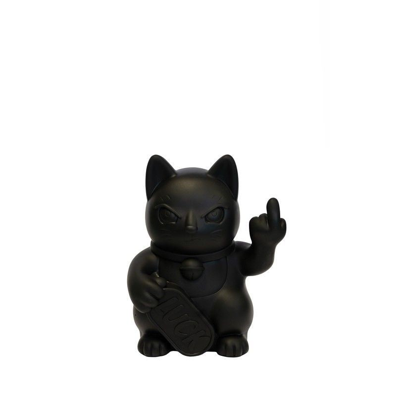 BLOGO Statuetta Maneki Neko Irriverente "Lucky Cat" Grande - Nera