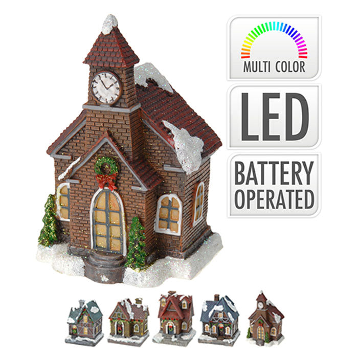 CASETTA DI NATALE CON LED IN RESINA, 11X8CM, ASSORTITI