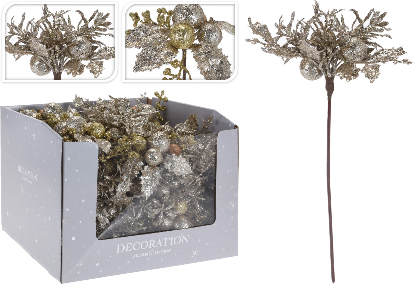 OFFERTA 4 PICK FIORE CHAMPAGNE 20CM ASSORTITI