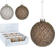 PALLINA ARGENTO/MARRONE CON PERLINE 10CM ASSORTITA