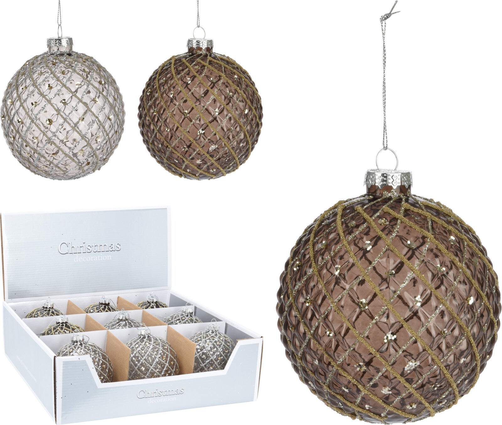 PALLINA ARGENTO/MARRONE CON PERLINE 10CM ASSORTITA