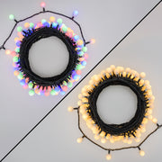 CATENA LUMINOSA 20M 200 SFERE D.15MM DUAL COLOR LED BIANCO CALDO/MULTI CON TELECOMANDO