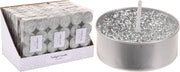 8 T-LIGHT GLITTER ARGENTO 3CM