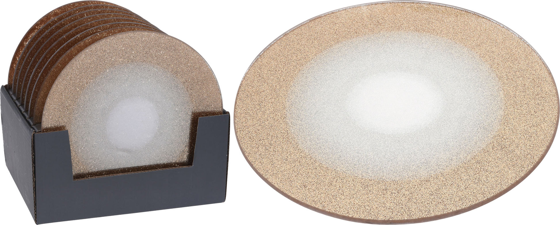 OFFERTA 3 SOTTO CANDELA 20CM IN VETRO CON GLITTER ORO
