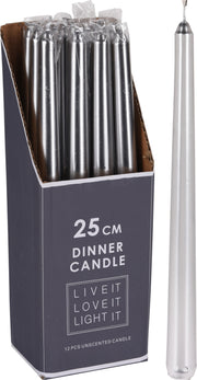 OFFERTA 3 CANDELE 25CM ARGENTO