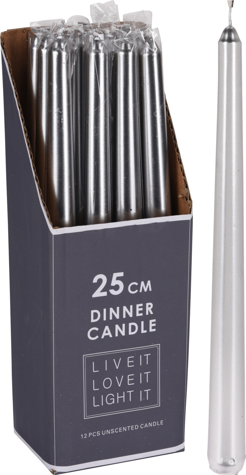 OFFERTA 3 CANDELE 25CM ARGENTO