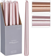 OFFERTA 3 CANDELE 25CM ROSA/RAME ASSORTITE