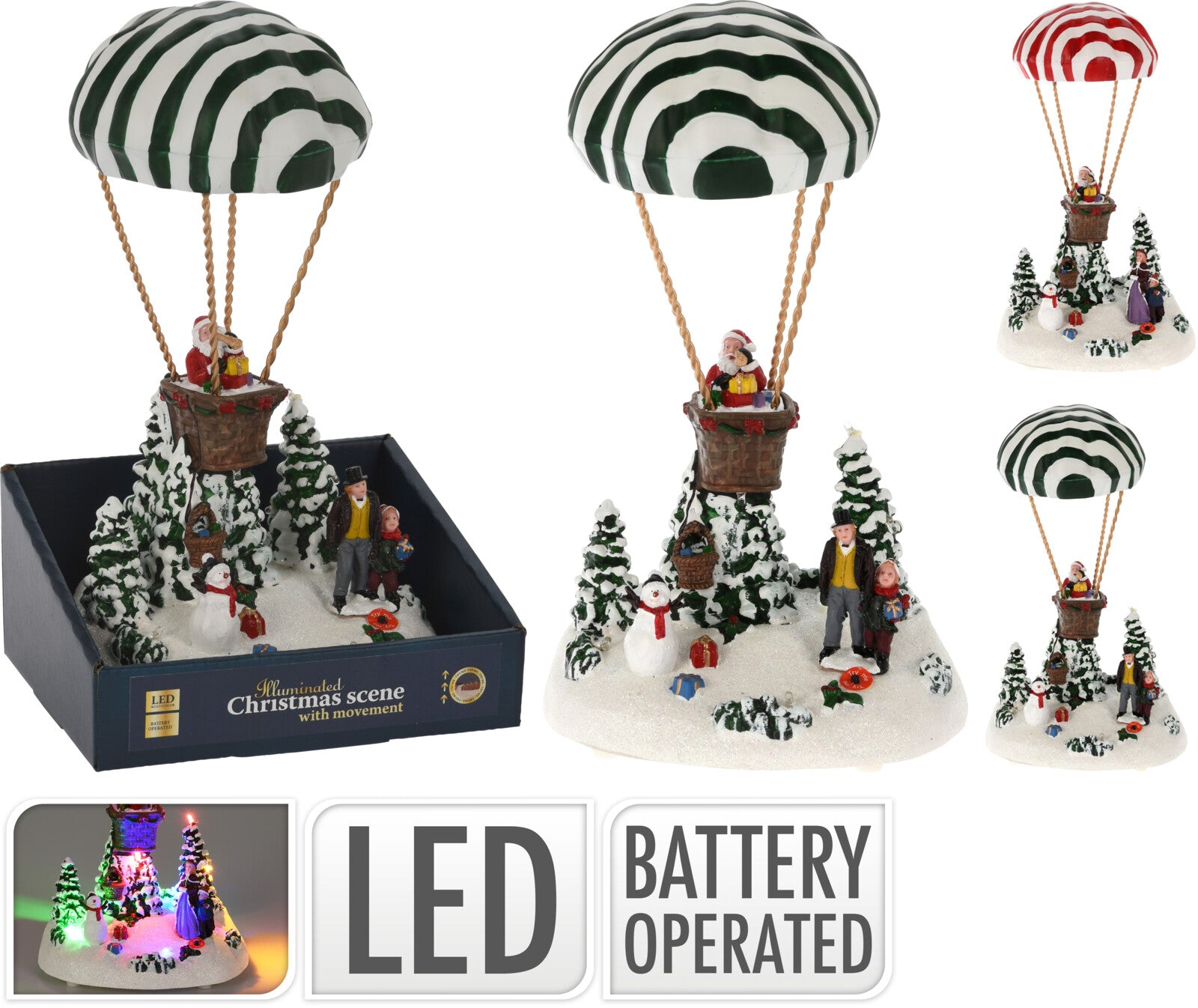 MONGOLFIERA IN RESINA CON LUCI LED E MOVIMENTI 27CM ASSORTITA