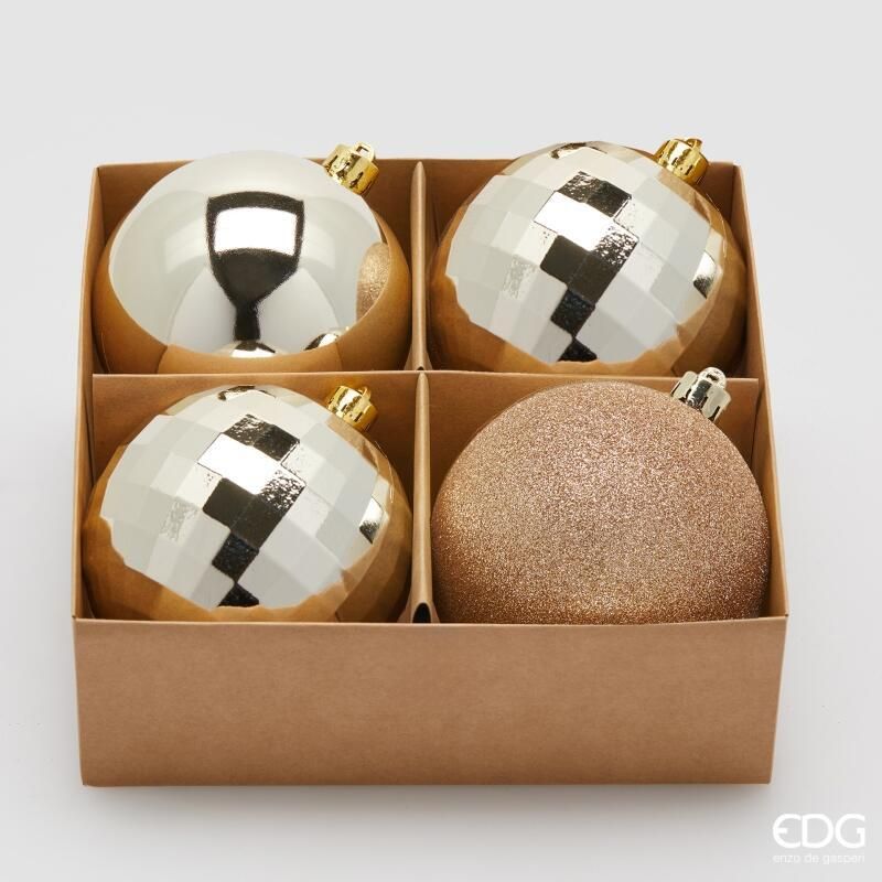 Confezione 4 Palline di natale D.10 Champagne