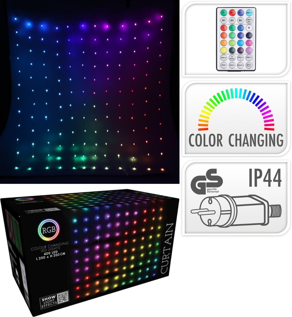 TENDA 400 LED, 200X200CM, MULTICOLORE