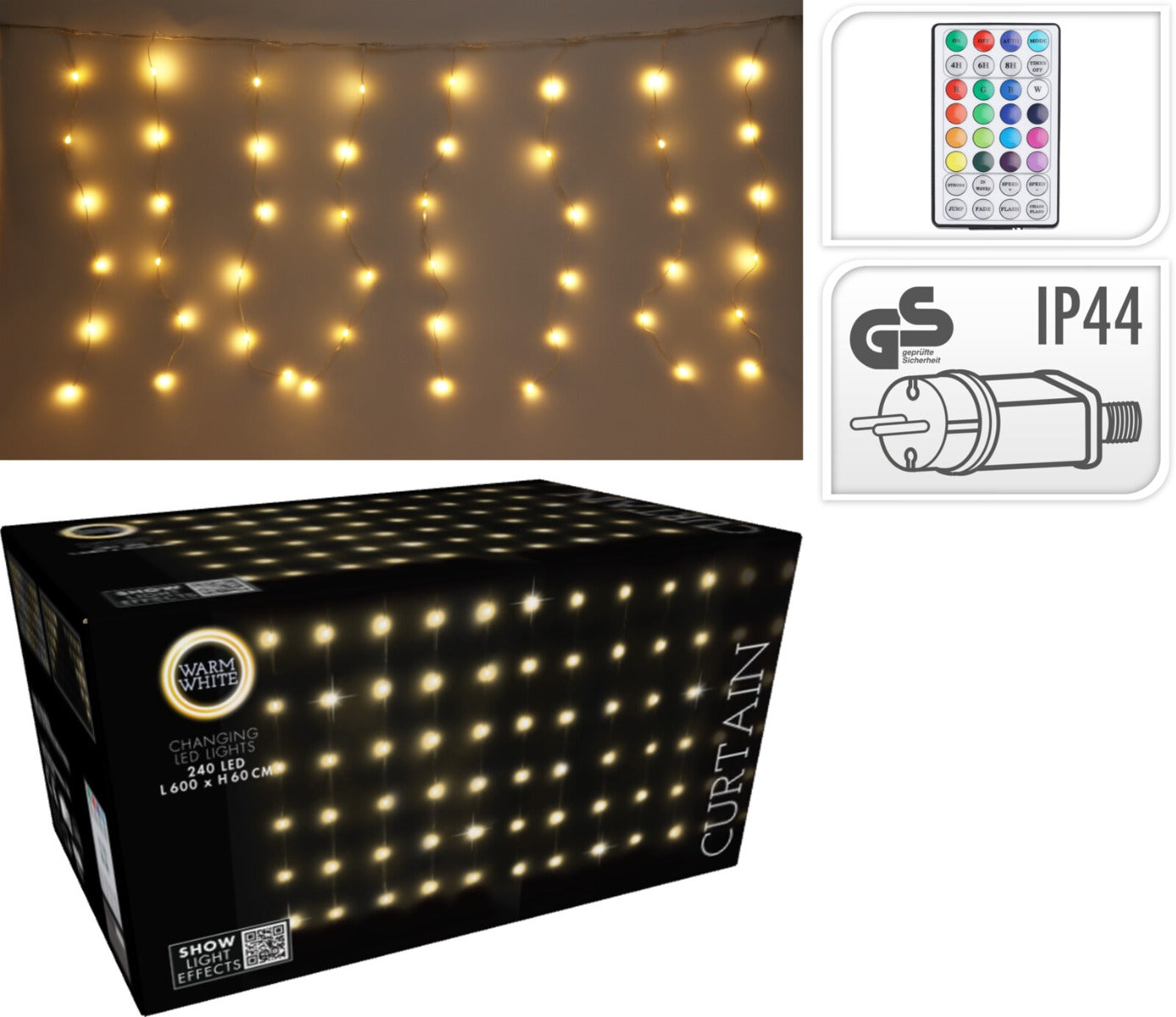 TENDA 240 LED, 600X60CM, BIANCO CALDO