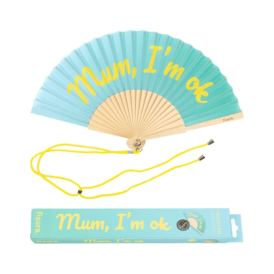 VENTAGLIO "MUM, I'M OK" BLU E GIALLO