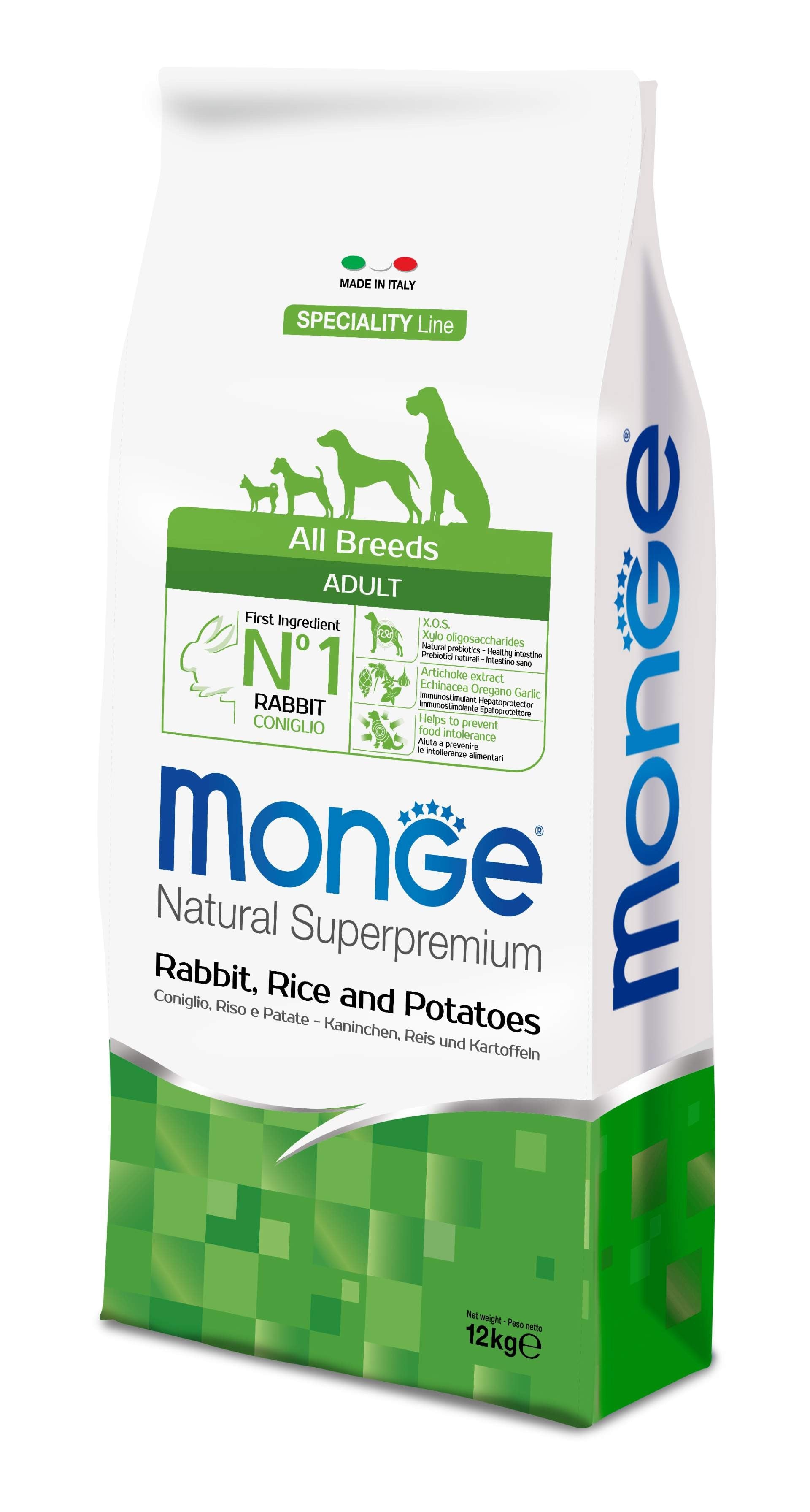 MONGE CIBO SECCO CANE CROCCANTINI CONIGLIO RISO E PATATE 12 KG