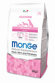 MONGE CIBO SECCO CANE CROCCANTINI CON MAIALE RISO E PATATE 2,5 KG