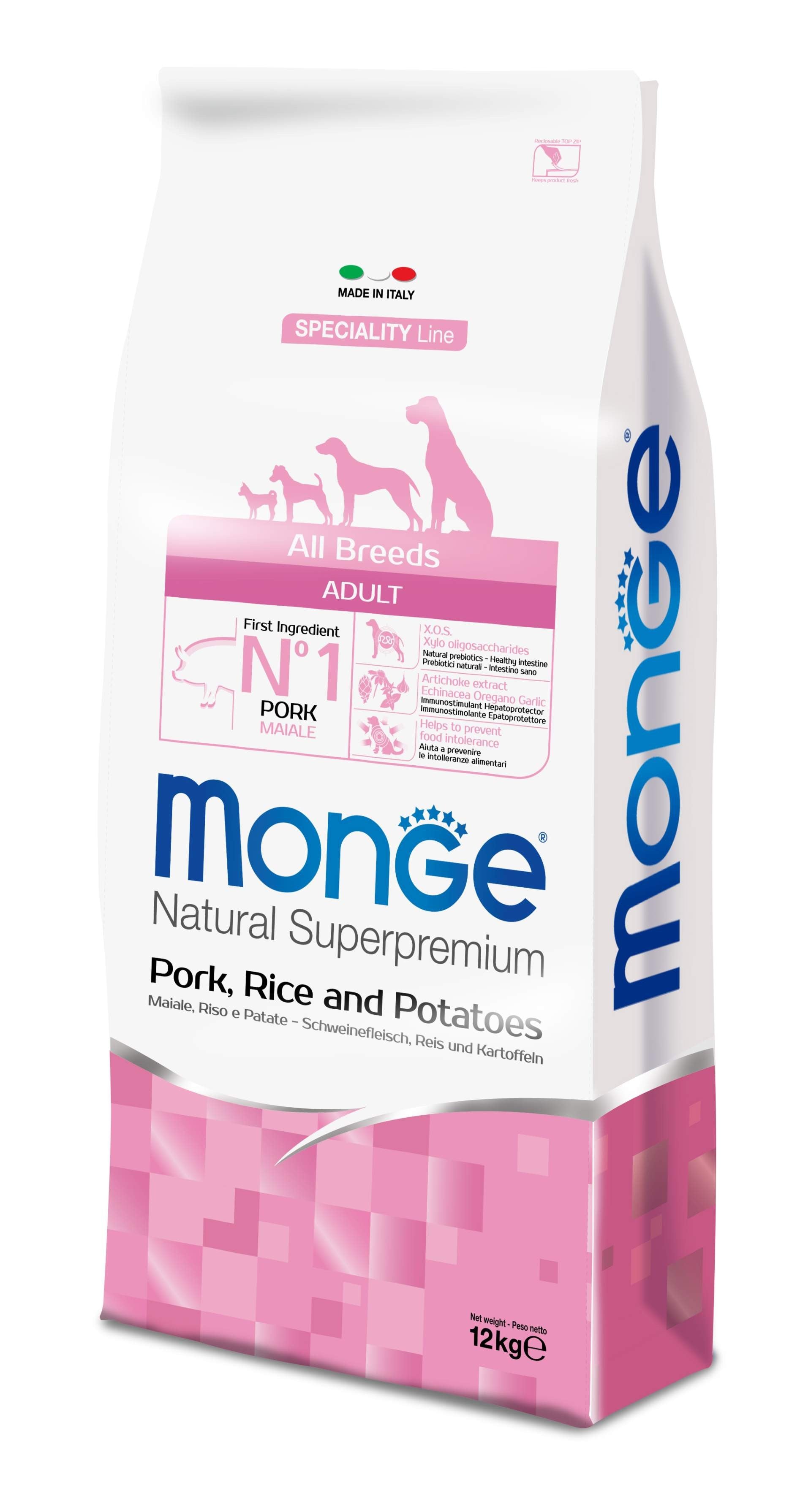 MONGE CIBO SECCO CANE CROCCANTINI CON MAIALE RISO E PATATE 12 KG