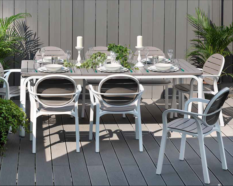 OFFERTA TAVOLO ALLORO ESTENSIBILE 140/210CM + 4 POLTRONE PALMA COLORE A SCELTA