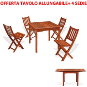 OFFERTA SET TAVOLO ALLUNGABILE  80/150X80CM + 4 SEDIE KERUING