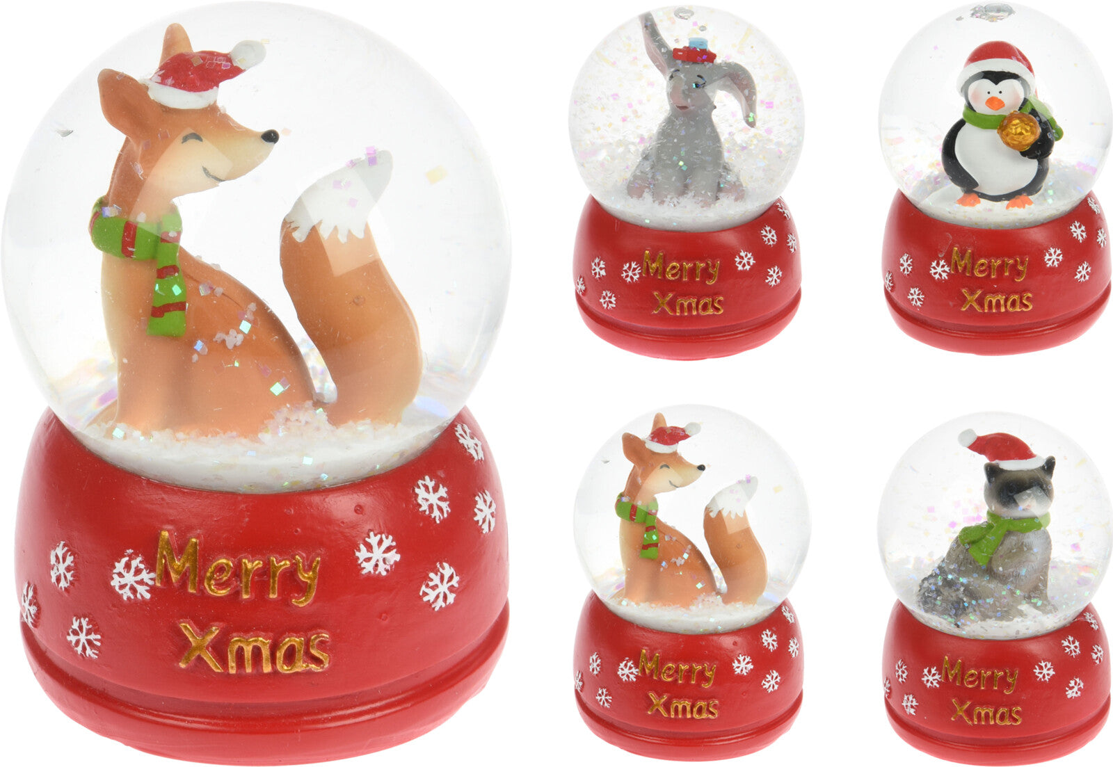 SFERA AD ACQUA ANIMALI NATALIZI ASSORTITI 6X4X4CM
