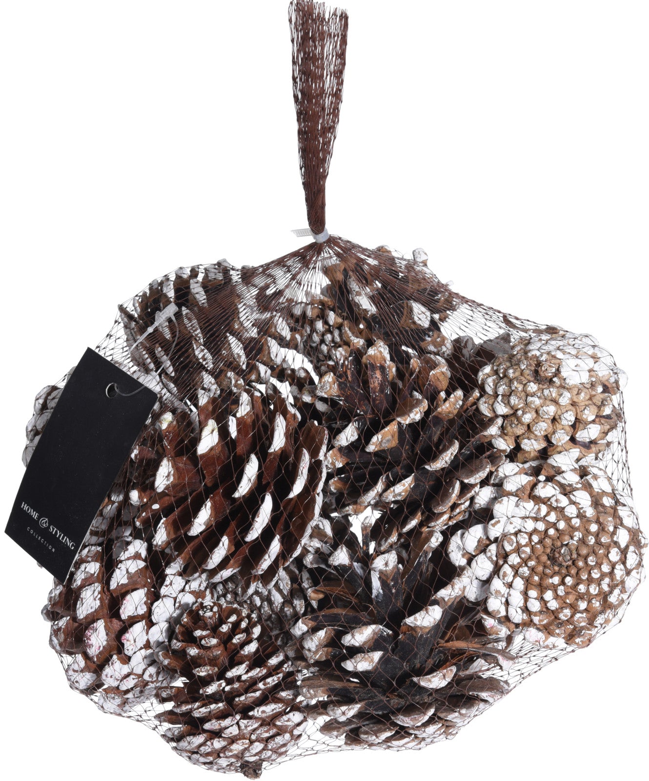SACCHETTO CON PIGNE NATURALI INNEVATE 300GR