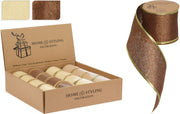 NASTRO GLITTER ORO/MARRONE PER PACCHI REGALO 6X270CM ASSORTITO