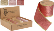 OFFERTA 3 NASTRI GLITTER ROSA/ORO/ROSSO PER PACCHI REGALO 6X270CM ASSORTITI