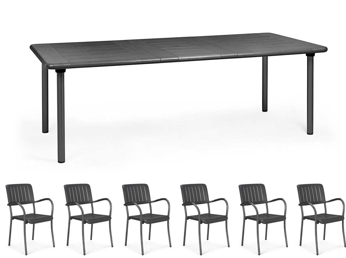 OFFERTA TAVOLO MAESTRALE 160/220CM ESTENSIBILE +6 POLTRONE MUSA COLORE A SCELTA