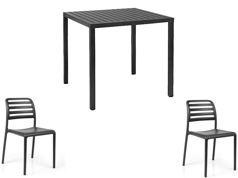 OFFERTA TAVOLO CUBE 80X80 + 2 SEDIE COSTA BISTROT COLORE A SCELTA