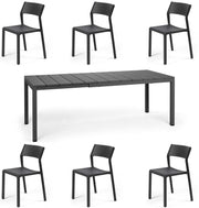OFFERTA TAVOLO RIO 140/210 CON 6 SEDIE TRILL BISTROT ANTRACITE