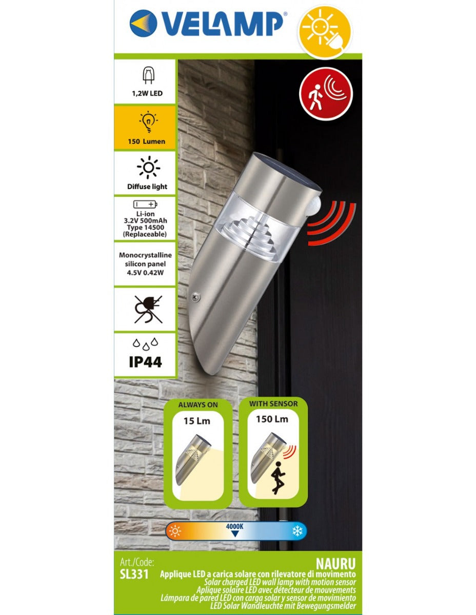 APPLIQUE SOLARE 150 LUMEN CON RILEVATORE DI MOVIMENTO