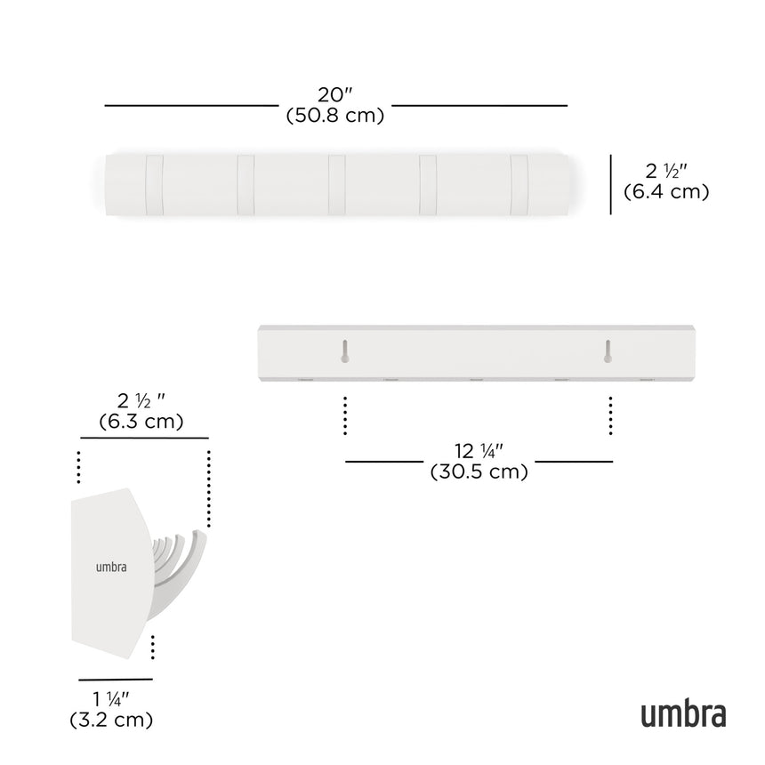 Appendiabiti Gancio a muro Flip 5 51 x 6 x 3 cm Bianco Umbra