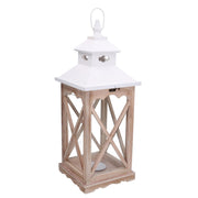LANTERNA IN LEGNO NATURALE BIANCO 22x22H56,5CM