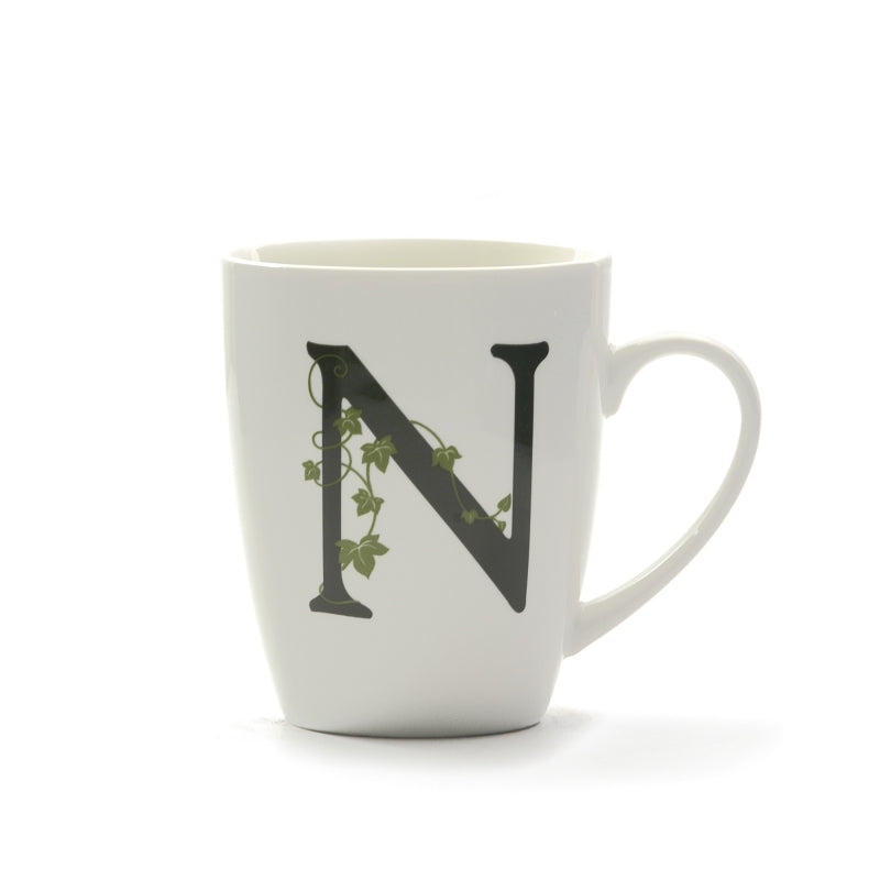 TAZZA MUG ATUPERTU IN PORCELLANA BIANCA CON LETTERA "N" 380 ML