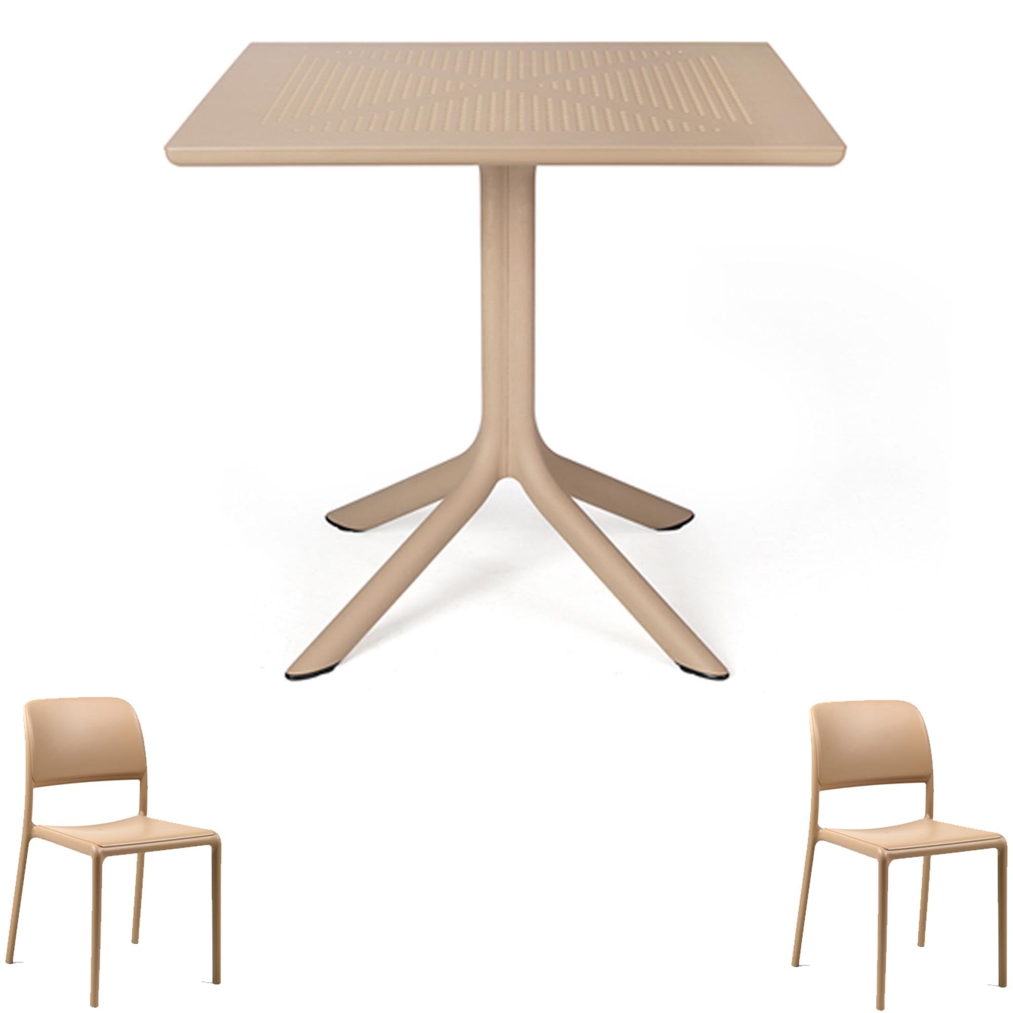 OFFERTA TAVOLO CLIP 80X80 + 2 SEDIE RIVA BISTROT COLORE A SCELTA