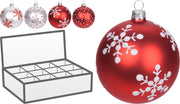 OFFERTA 6 PALLINE IN VETRO ROSSO/BIANCO 8CM ASSORTITE