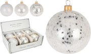 PALLINA DI VETRO CON GLITTER 10CM BIANCO ASSORTITA