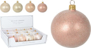 OFFERTA 12 PALLINE IN VETRO EFFETTO FLOCCATA 8CM ASSORTITE