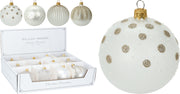 PALLINA BIANCA GLITTER DECORATA 8CM ASSORTITA