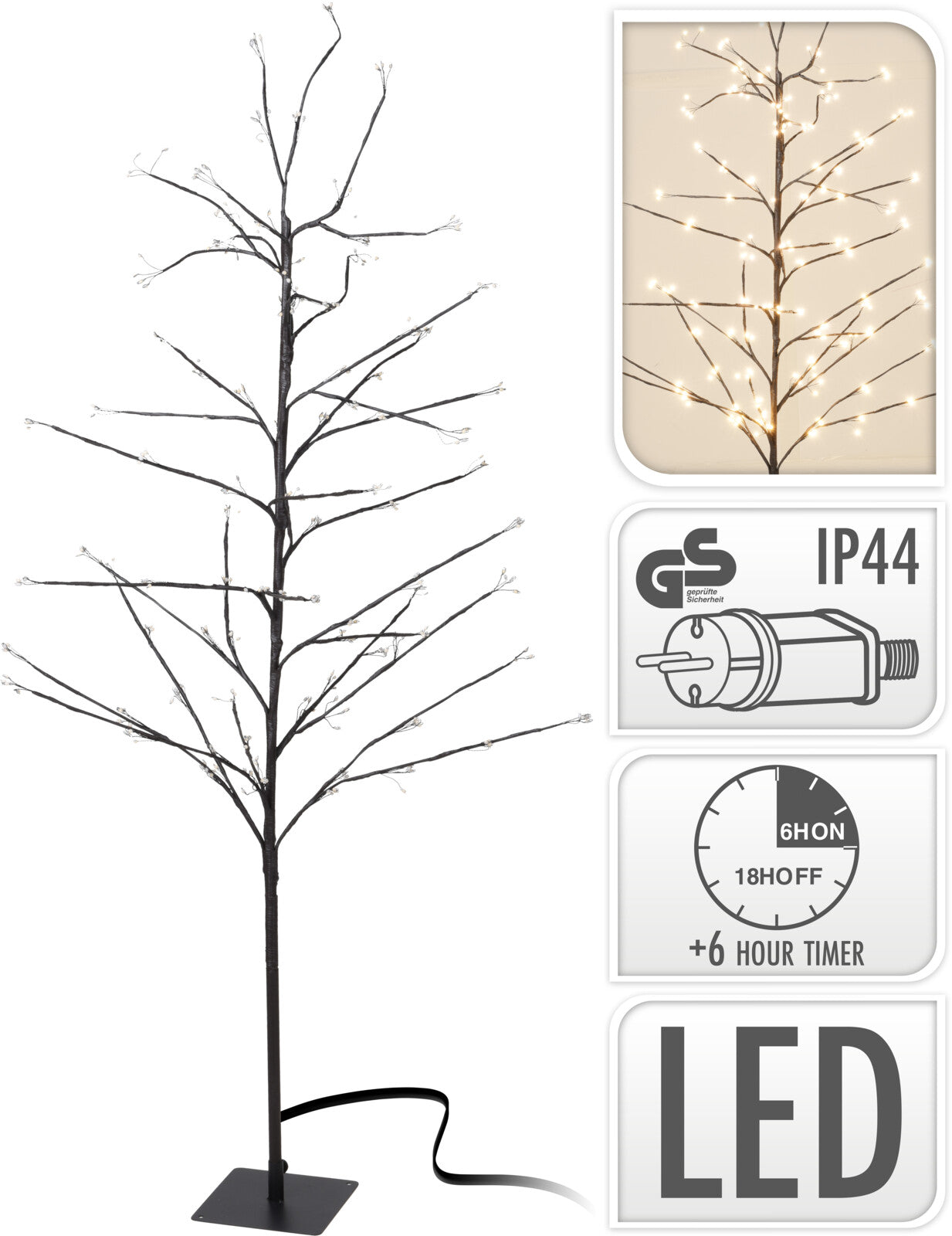 ALBERO LUMINOSO CON 360 LED BIANCO CALDO H150CM
