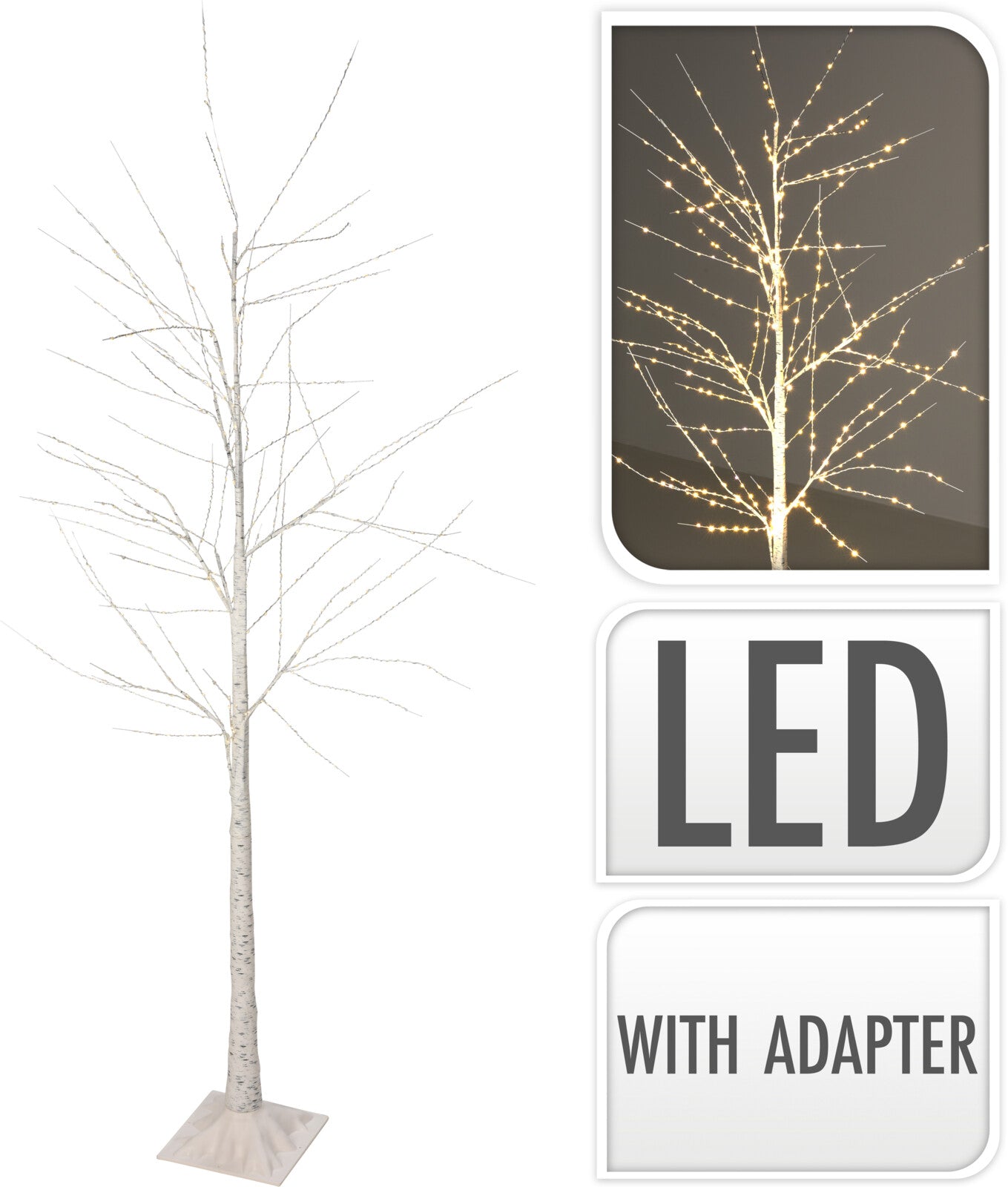 ALBERO LUMINOSO CON 522 LED BIANCO CALDO H180CM